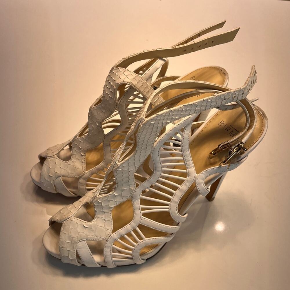 Alexandre Birman White Loretta Python Heels Size … - image 2